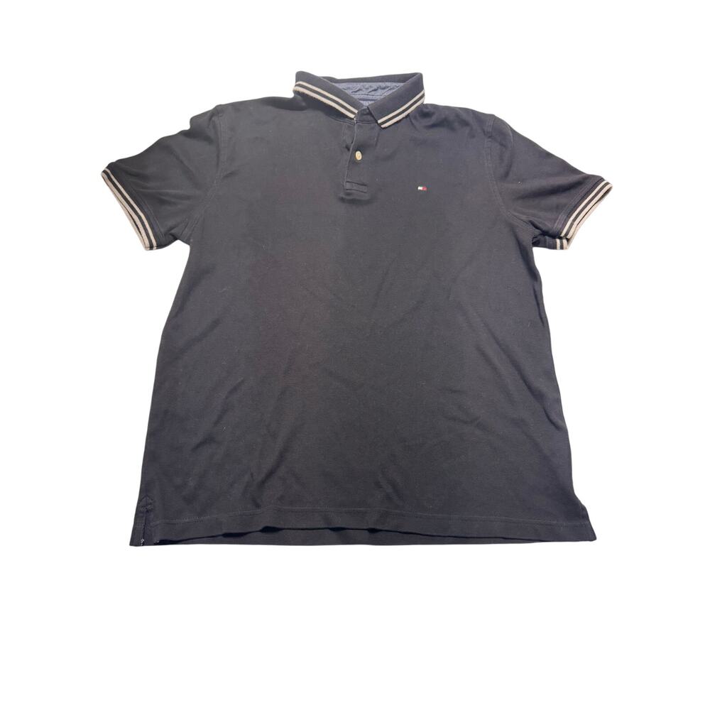 Men's Tommy Hilfiger Custom Fit Polo Navy Logo Striped Size L